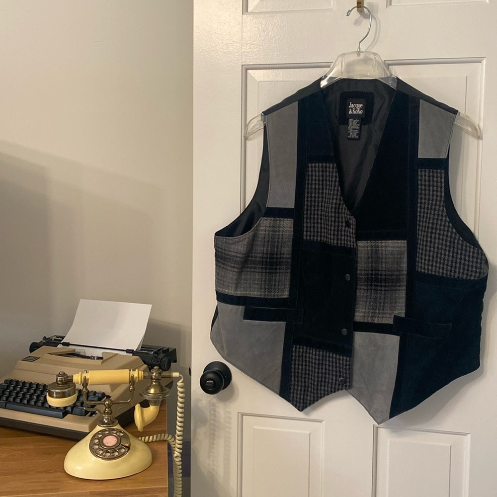80s Vintage Plaid Leather Vest